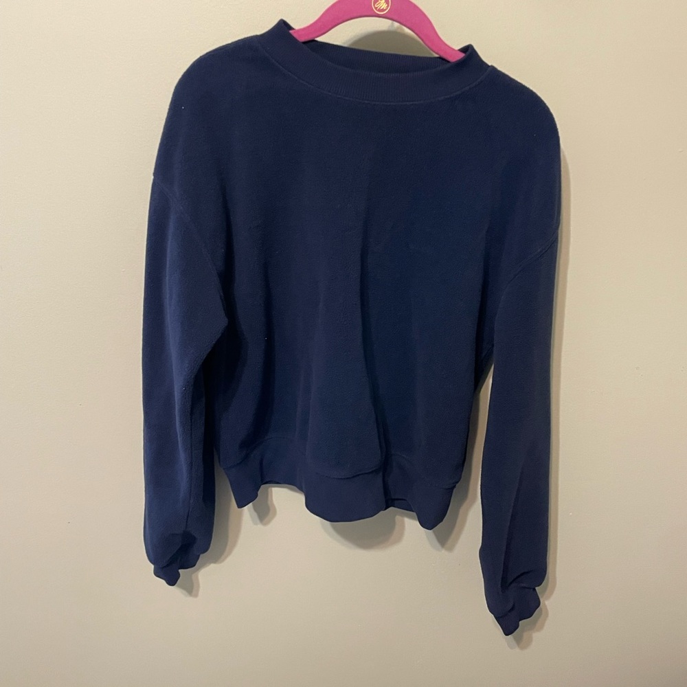 Fabletics Navy fleece  crew neck sweat Shirt
